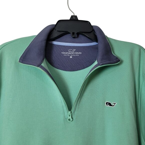 Vineyard Vines UNISEX Mint Green Half-Zip Pullover  Pima Cotton Whale Logo - Picture 4 of 12